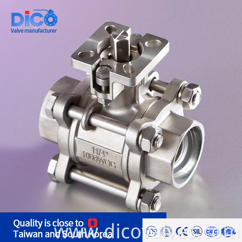 Water Treatment Sock Welded Stainless Steel with Mounting Pad 3PC Floating Ball Valve